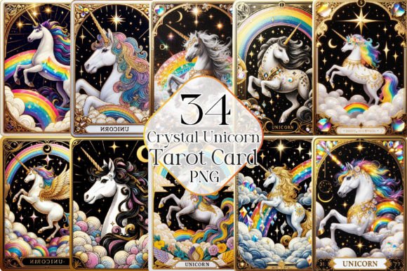 Magical Unicorn Tarot Clip Art Collection