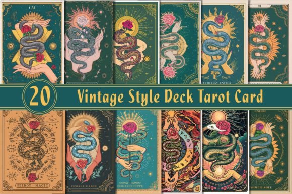Retro Tarot Card Design Bundle