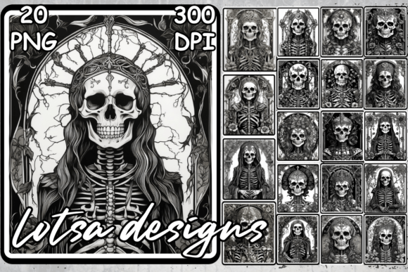 Gothic Skeleton Tarot Card Design Bundle