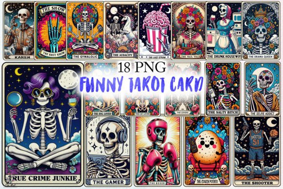 Humorous Skeleton Tarot Card Art Pack