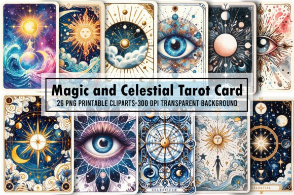Celestial Tarot Clipart Set for Creative Projects