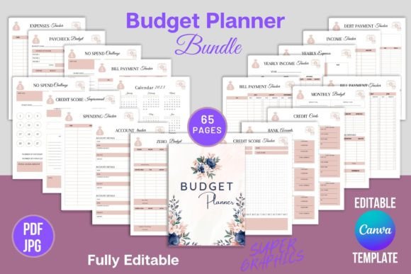 All-in-One Editable Budget Planner Canva Templates