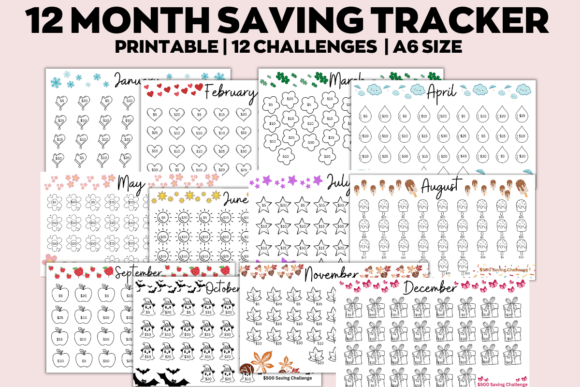 A6 Savings Challenge Bundle - Mini Planner Tracker and Cash Envelopes