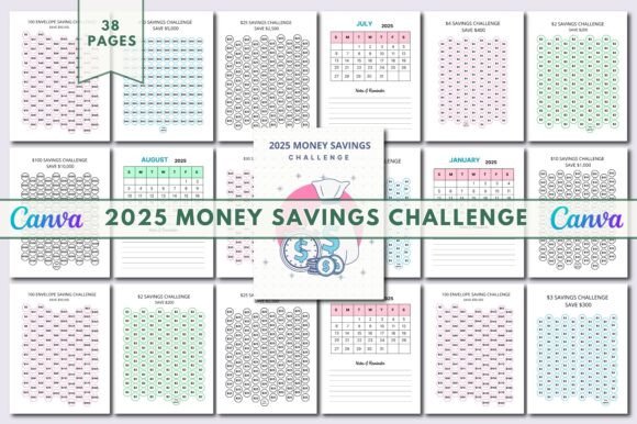2025 Money Savings Challenge Editable Template Collection