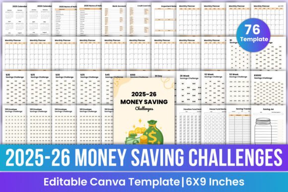 Customizable 2025-26 Money Saving Challenge Templates with Comprehensive Planning Tools