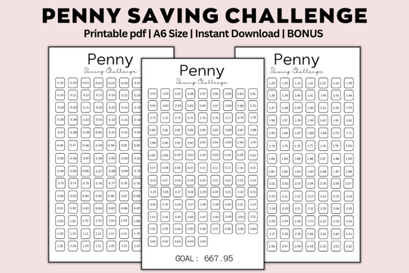 A6 Penny Saving Challenge & Budget Tracker Set