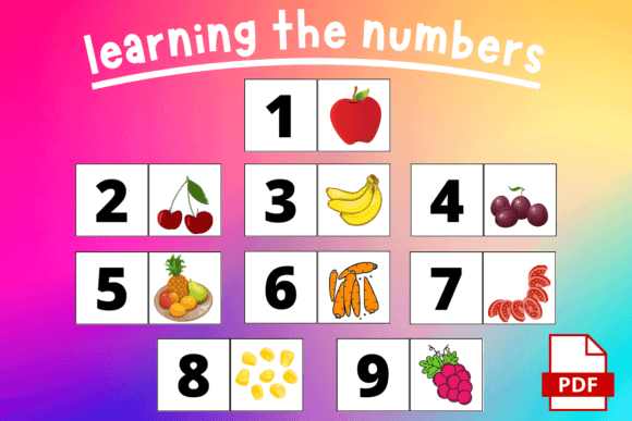 Numbers and Fruits Flashcards for Kids: Learn Counting 1 to 9