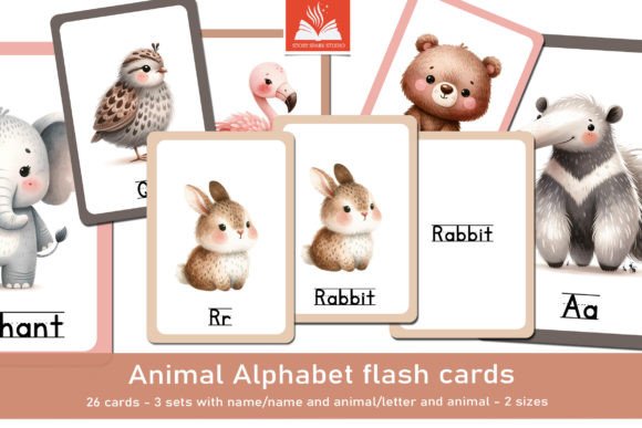ABC Animal Montessori Alphabet Flash Cards for Early Learning