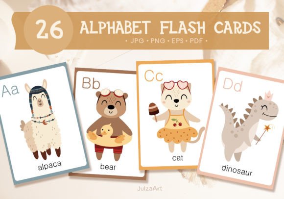 Alphabet Animal Flashcards Printable Set for Learning ABCs