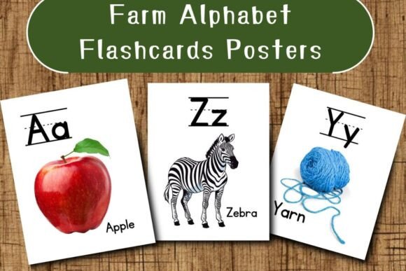 Farm Alphabet Flashcards Printable Set – 26 Colorful ABC Posters for Classroom and Homeschool