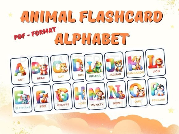 Animal Alphabet Flashcards PDF – A4 Printable Learning Cards with Animals
