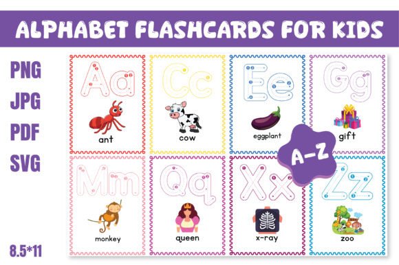 Printable Alphabet Flashcards Set for Kids A to Z