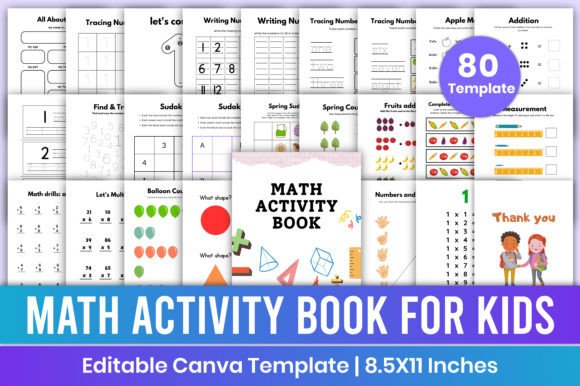 Customizable Math Activity Book Template for Kids