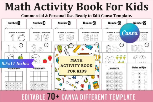 Editable Kids Math Activity Book Template for Canva