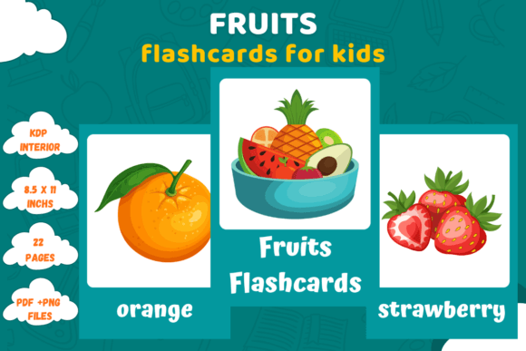 Fruit Vocabulary Flashcards for Kids and Students