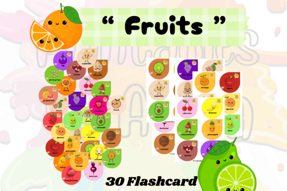 Vibrant Printable Fruits Flashcards for Kids
