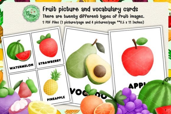 Vibrant Fruit Flashcards for Kids Printable Educational Cards