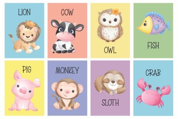 Cute Animal Flashcards for Preschool Learning