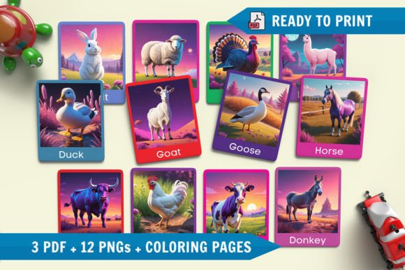 Wild Wonders Farm Animals Flashcards & Coloring Pack