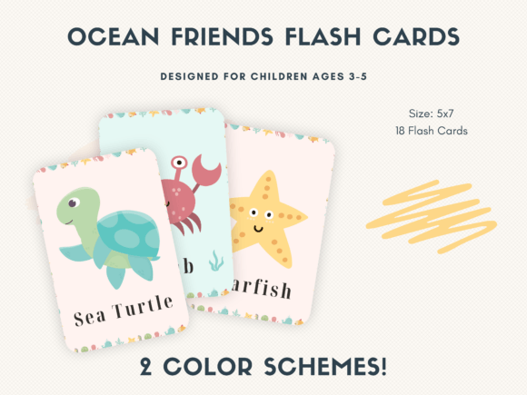 Ocean Animals Learning Cards for Kids