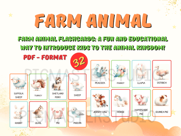 Farm Animal Flashcards for Kids - Whimsical Farmyard Learning Adventure
