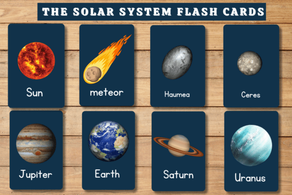 Space Explorers Solar System Flash Cards for Kids