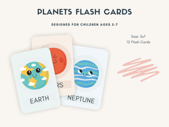 Cosmic Adventure 12 Planets Space Flashcards for Kids