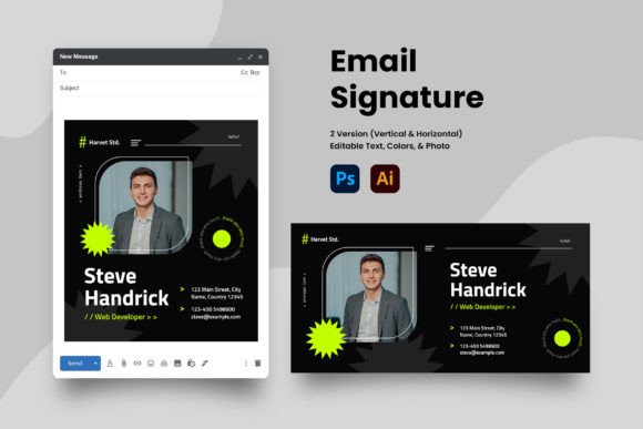 Modern Web Developer Email Signature Templates in Ai & Photoshop