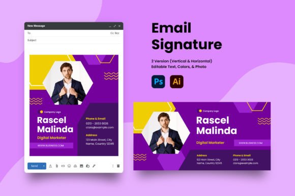 Modern Digital Marketing Email Signature Templates with Editable Layouts