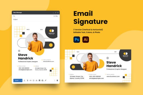 Modern Professional Email Signature Templates with Editable Graphics