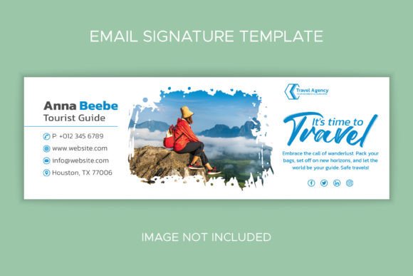 Creative Travel Email Signature Template with Brush Strokes