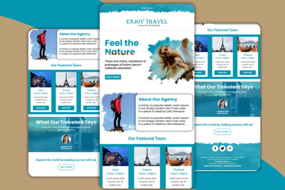 Premium Travel Email Template for Mailchimp with Customizable AI Files