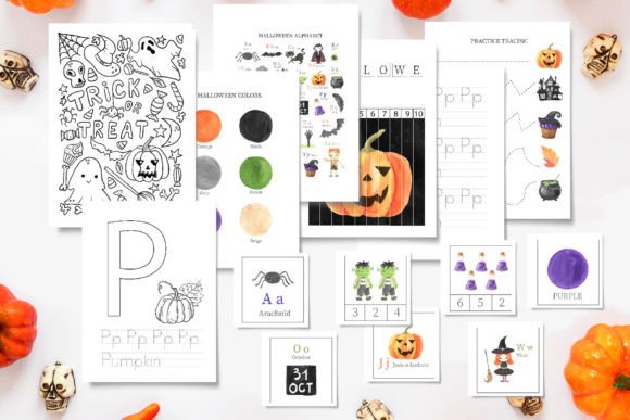 Spooky Halloween Learning Pack with Watercolor Designs