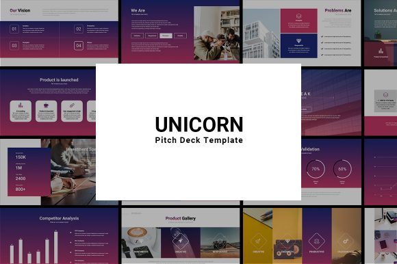 Unicorn Startup Pitch Deck - Modern, Editable, All-in-One Presentation Toolkit