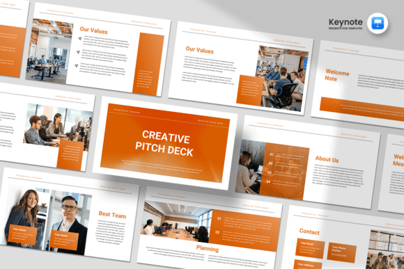Creative Pitch Deck Keynote Template – Fully Editable 15-Slide Presentation