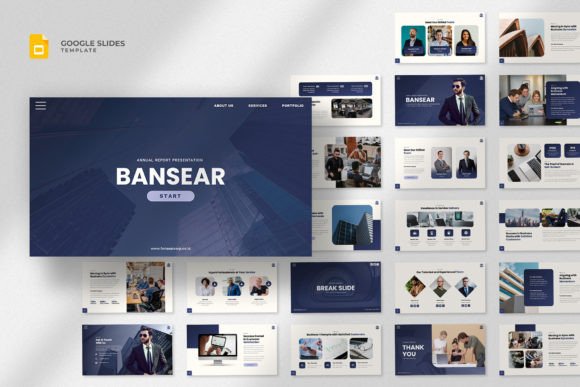 Bansear Minimalist Annual Report Google Slides Template – Clean and Professional Corporate Presentation