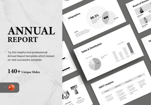Professional Annual Report PowerPoint Template with 140+ Creative Slides and Smooth Animation