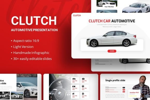 Clutch Automotive Presentation Template – Versatile 35+ Slide PowerPoint Design
