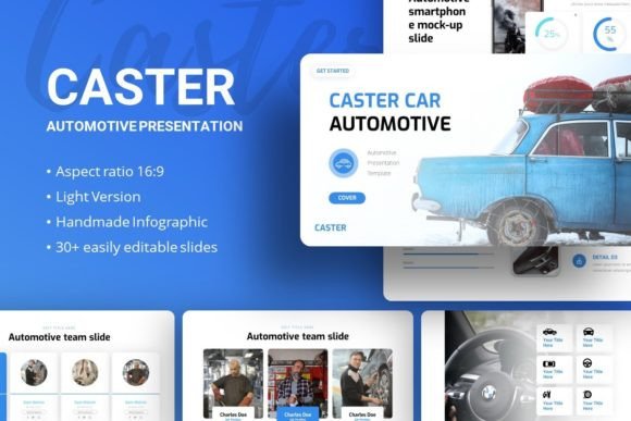 Caster Automotive Presentation Template – Versatile, Customizable, Professional Slides