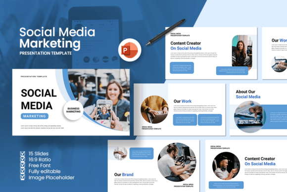 Social Media Marketing PowerPoint Template – Editable, Drag & Drop Slides