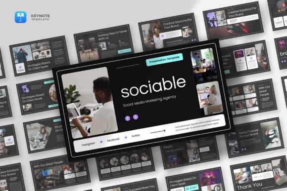 Sociable Social Media Marketing Keynote Template - Modern & Minimalist Business Presentation