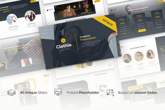 Clothie Creative Business Presentation Template – 40 Modern Editable Slides