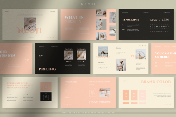 Neoji Minimalist Brand Strategy Presentation Template - Dark & Pastel Elegance