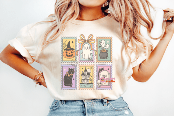 Spooky Ghost Halloween Stamp PNG