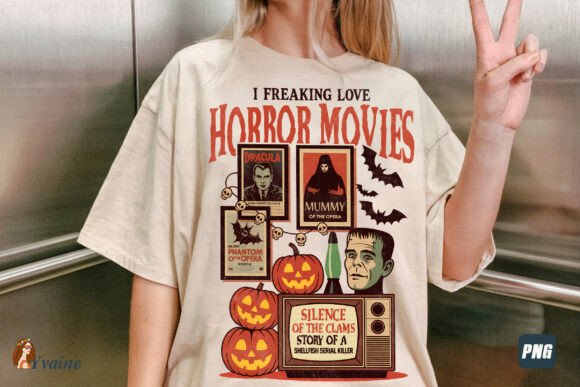 Retro Horror Movie Fanatic PNG