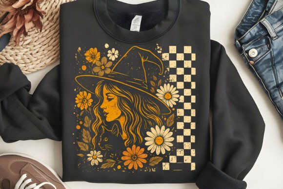 Boho Floral Autumn Witch Design