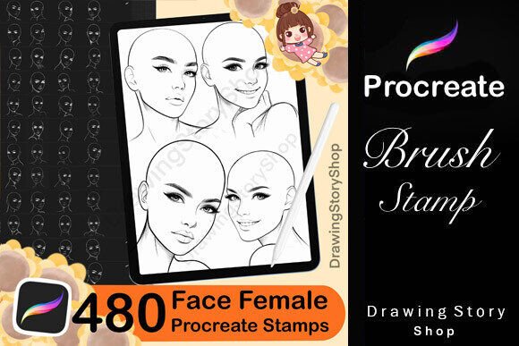 Procreate Female Face Stamp Collection