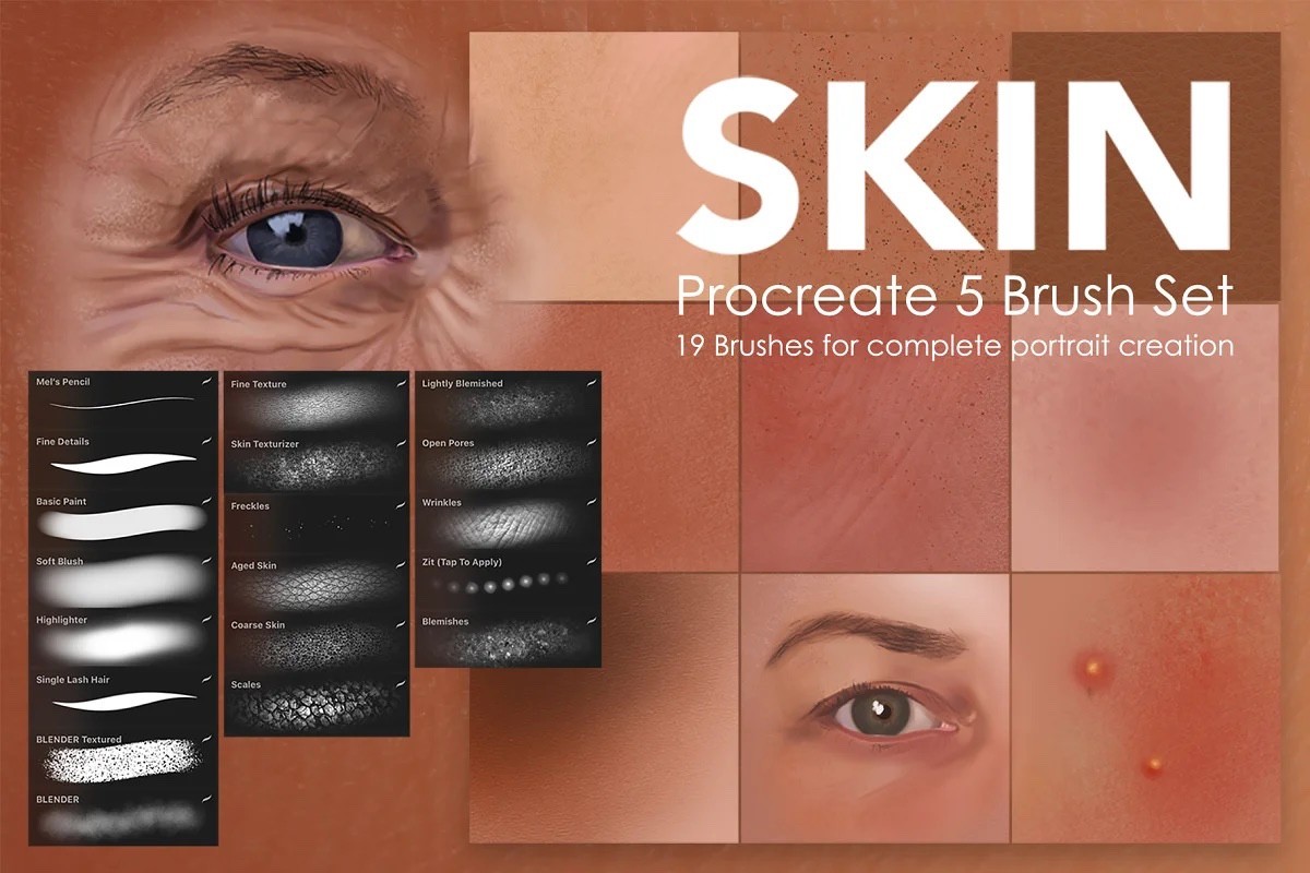 Realistic Skin Textures Procreate Brush Set