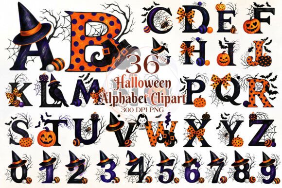 Spooky Alphabet Clipart Set