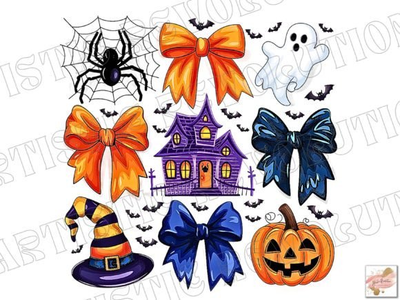 Halloween Coquette Pumpkin Ghost Digital Design